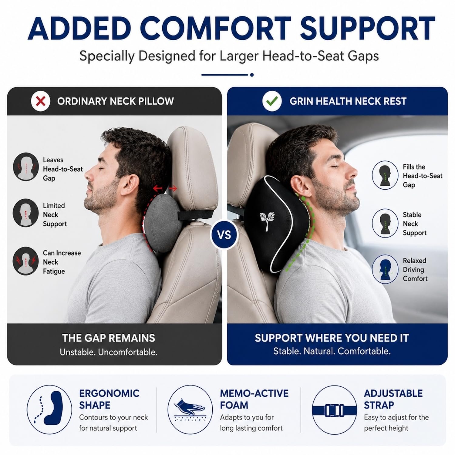 Car Neck Rest Pillow (Large) Added Comfort Support for Extra Cushioning - Image 7